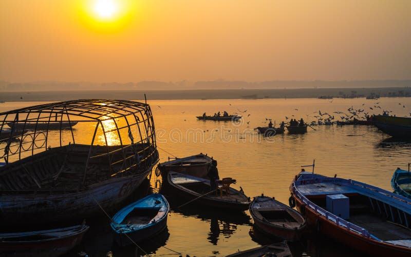 Boats at the ghats of Varanasi